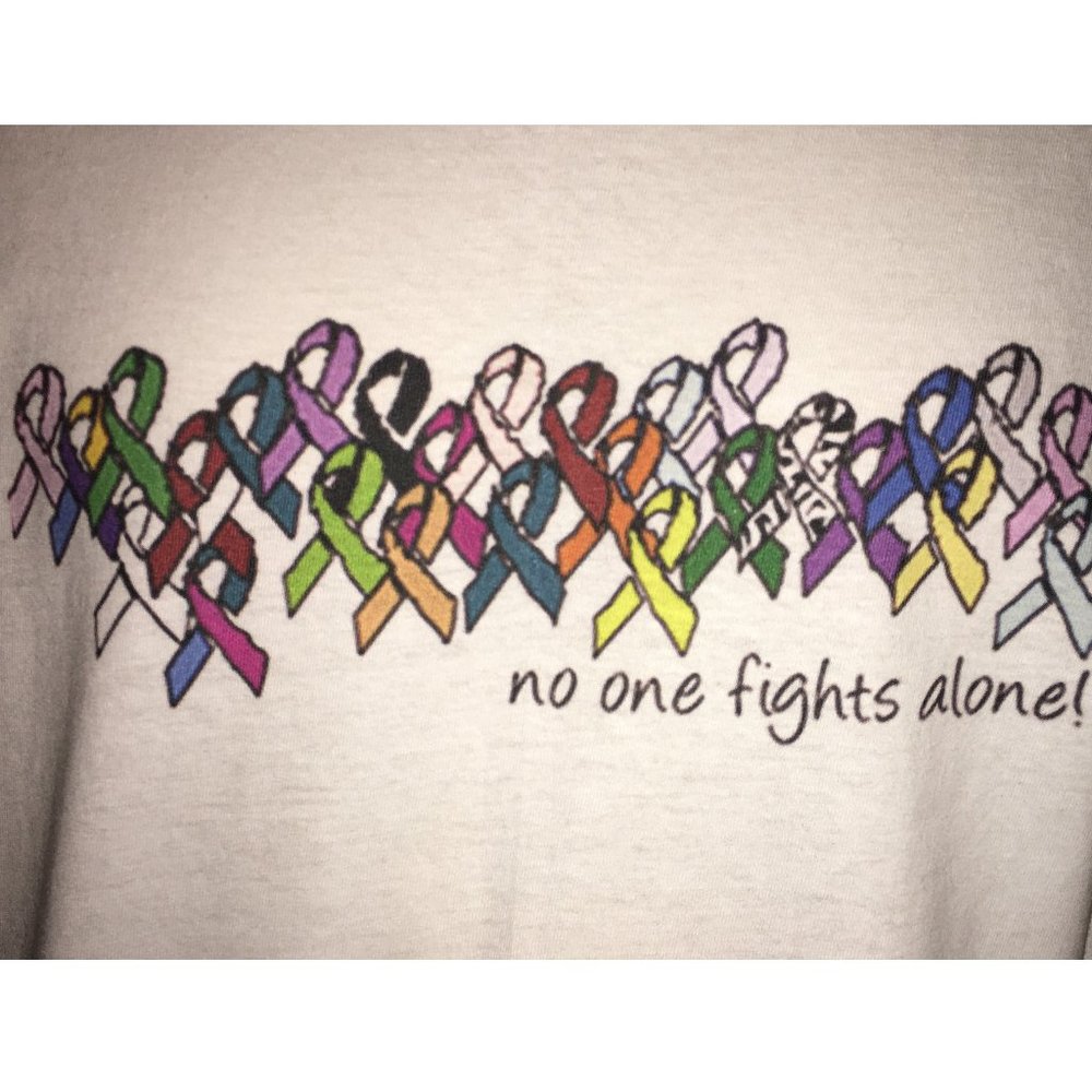 No One Fights Alone Ribbons Many Cancers T Shirt - New without Tags